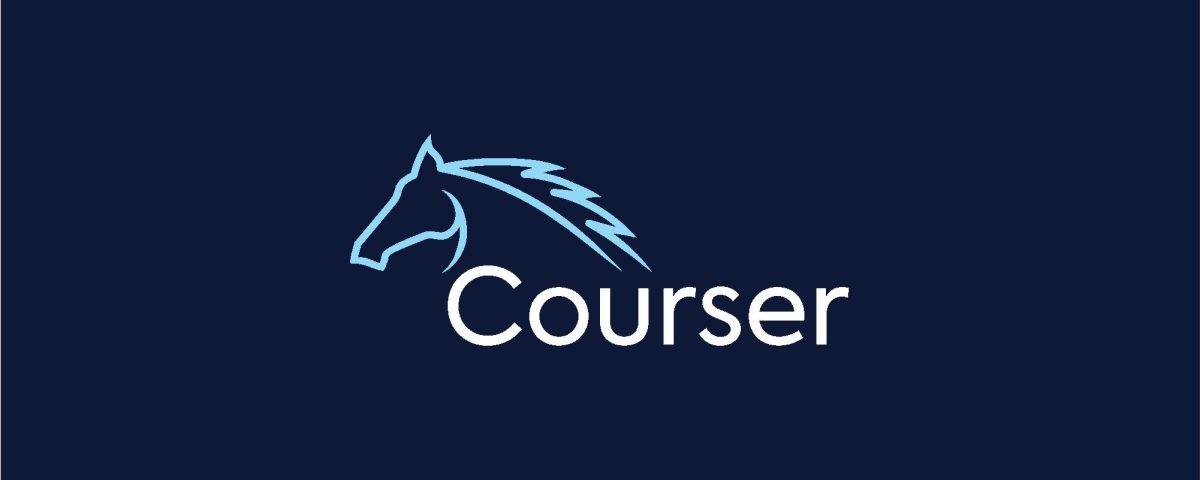 Courser minimalist horse logo design in modern sleek style by logo-design.info
