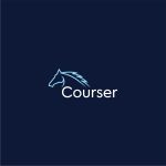 Courser minimalist horse logo design in modern sleek style by logo-design.info