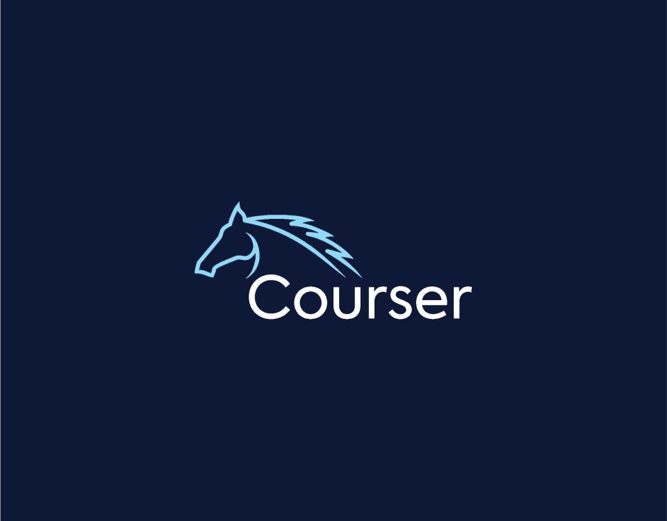 Courser minimalist horse logo design in modern sleek style by logo-design.info