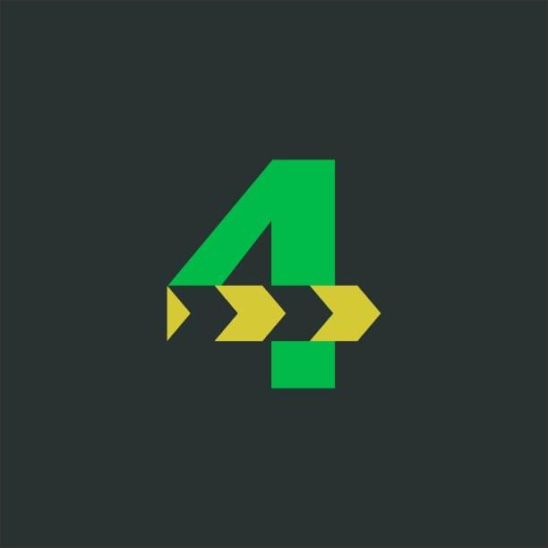 Digit Four Typography Logo Design - Free Download